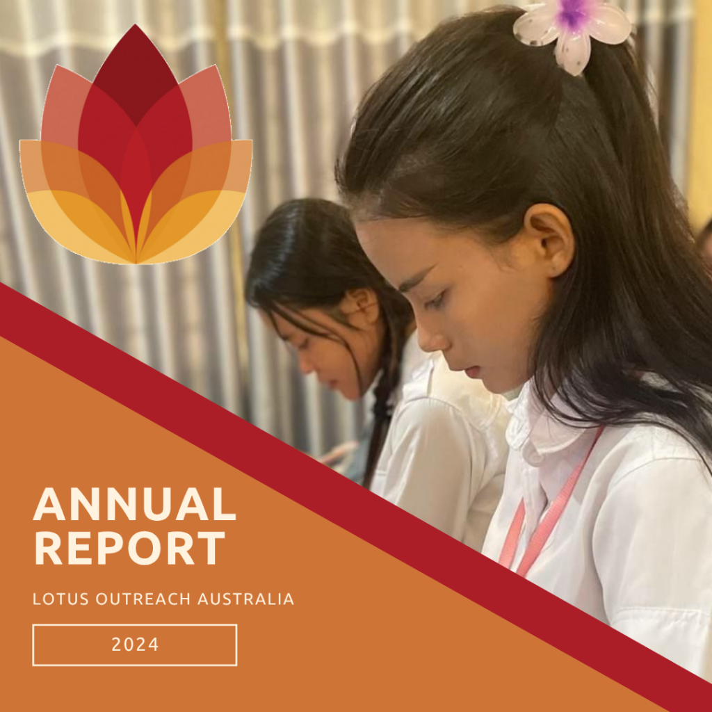 preview image of 2024 annual report - two girls in uniform looking down at their learning